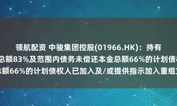 领航配资 中骏集团控股(01966.HK)：持有约占现有票据未偿还本金总额83%及范围内债务未偿还本金总额66%的计划债权人已加入及/或提供指示加入重组支持协议